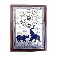 Синий носорог и слон (табличка с мантрами)